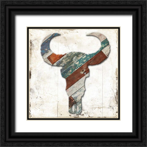 Wooden Bull Head Black Ornate Wood Framed Art Print with Double Matting by Grey, Jace