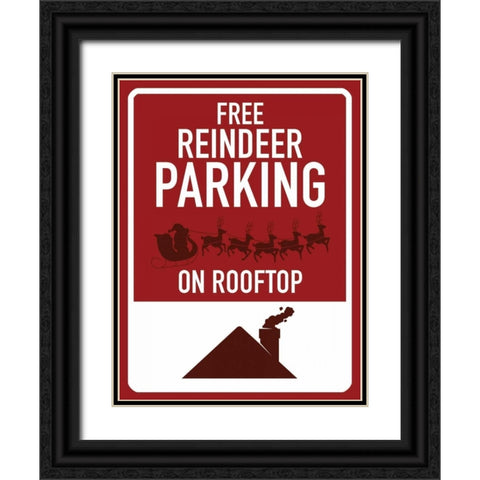 Free Reindeer Parking Black Ornate Wood Framed Art Print with Double Matting by Grey, Jace