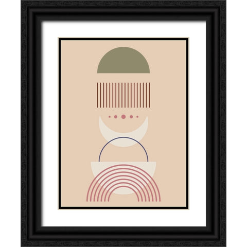 Abstract Moons Black Ornate Wood Framed Art Print with Double Matting by Keith, Jesse