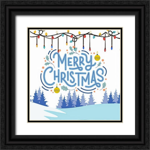 Merry Christmas Black Ornate Wood Framed Art Print with Double Matting by Keith, Jesse