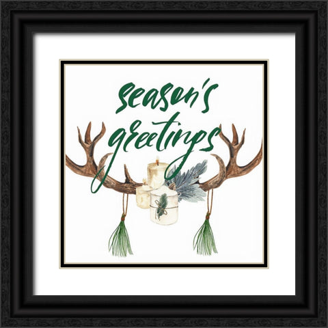 Seasons Greetings Black Ornate Wood Framed Art Print with Double Matting by Keith, Jesse