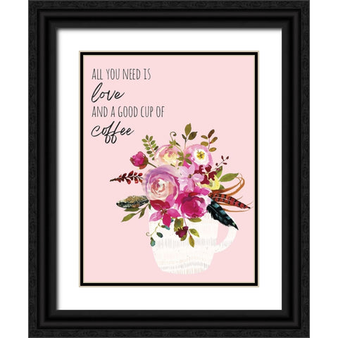 Love And Good Coffee 2 Black Ornate Wood Framed Art Print with Double Matting by McCully, Jennifer