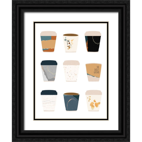 To Go Coffee Cup Variety Black Ornate Wood Framed Art Print with Double Matting by McCully, Jennifer