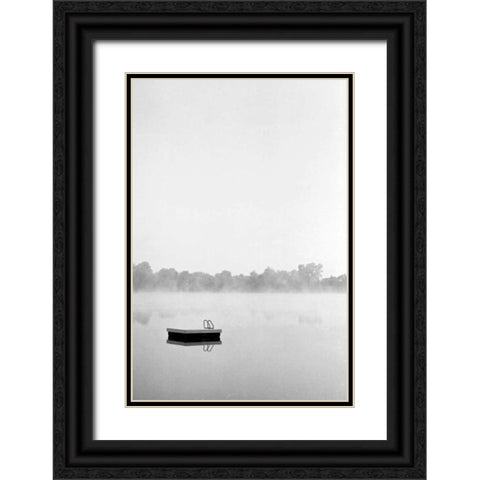 Pretty Lake WI Black Ornate Wood Framed Art Print with Double Matting by Grey, Jace