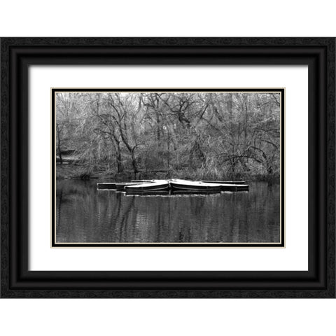 Central Park Rowboats Together Black Ornate Wood Framed Art Print with Double Matting by Grey, Jace