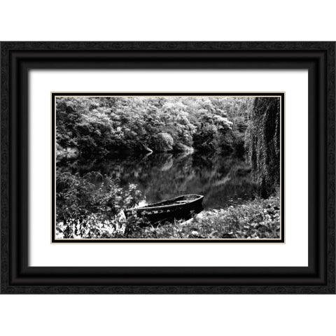 Central Park Rowboat Black Ornate Wood Framed Art Print with Double Matting by Grey, Jace