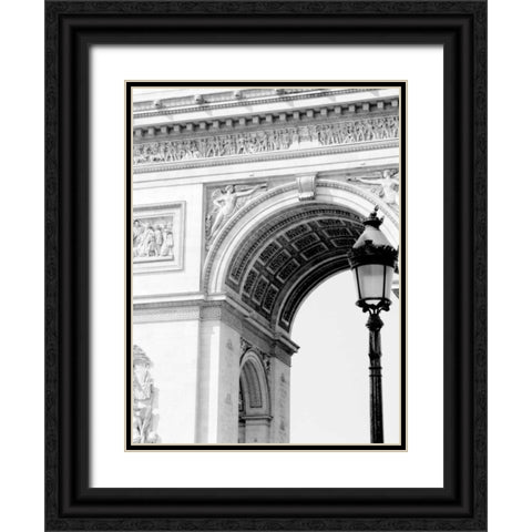 Paris Arc de Triomphe Black Ornate Wood Framed Art Print with Double Matting by Grey, Jace