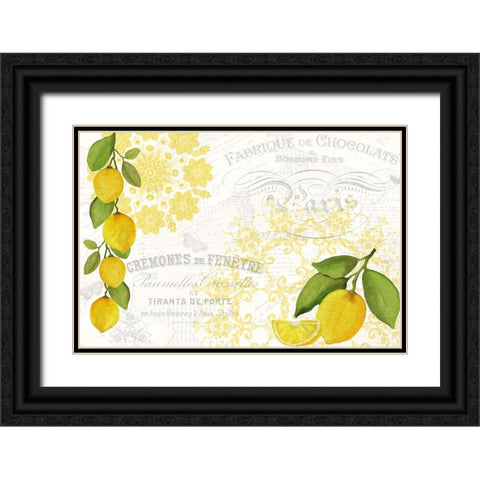 Mandala Lemon Black Ornate Wood Framed Art Print with Double Matting by Allen, Kimberly