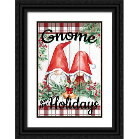 Gnome for the Holidays Black Ornate Wood Framed Art Print with Double Matting by Allen, Kimberly