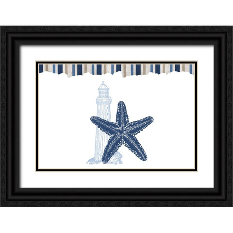 Seaside 1 Black Ornate Wood Framed Art Print with Double Matting by Allen, Kimberly