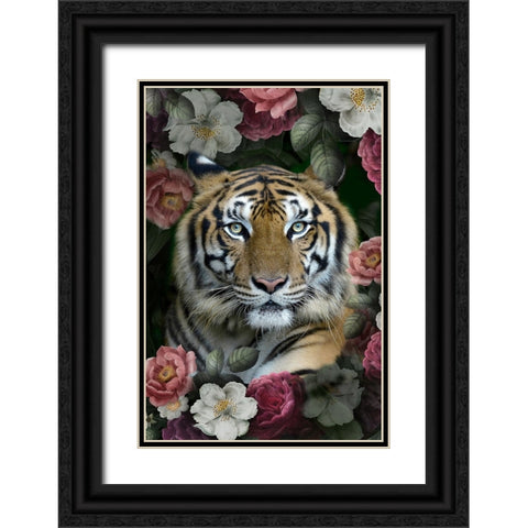 Lush Garden Tiger Black Ornate Wood Framed Art Print with Double Matting by Allen, Kimberly