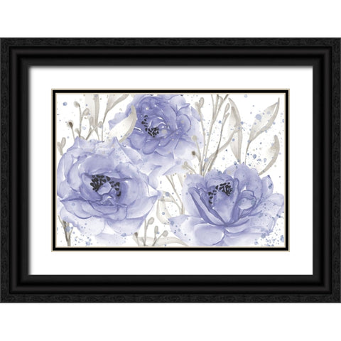 Very Peri Floral Black Ornate Wood Framed Art Print with Double Matting by Allen, Kimberly