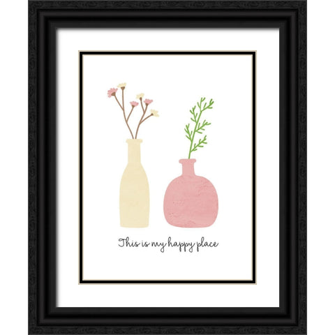 Happy Place Black Ornate Wood Framed Art Print with Double Matting by Allen, Kimberly