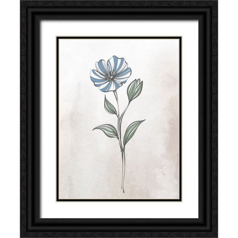 Stone Floral Blues 2 Black Ornate Wood Framed Art Print with Double Matting by Allen, Kimberly