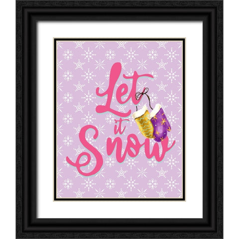 _Let It Snow Mittens Black Ornate Wood Framed Art Print with Double Matting by Allen, Kimberly