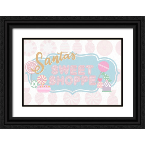 Santas Sweet Shoppe Black Ornate Wood Framed Art Print with Double Matting by Allen, Kimberly