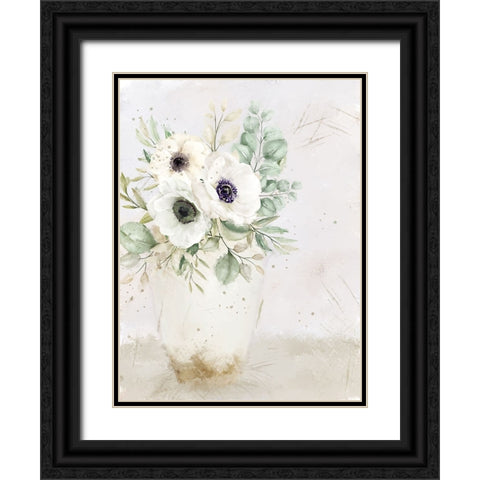 Vase of White Black Ornate Wood Framed Art Print with Double Matting by Allen, Kimberly