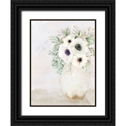 Vase of White 2 Black Ornate Wood Framed Art Print with Double Matting by Allen, Kimberly