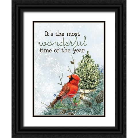 Wonderful Cardinal Black Ornate Wood Framed Art Print with Double Matting by Allen, Kimberly