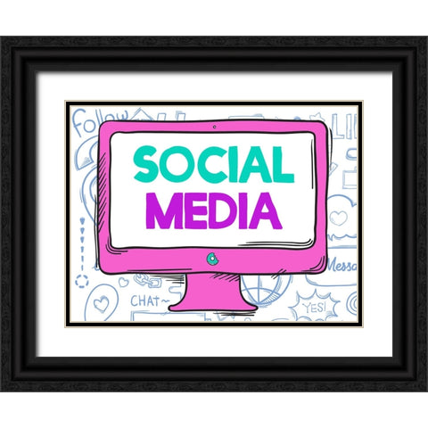 Social Media Black Ornate Wood Framed Art Print with Double Matting by Allen, Kimberly