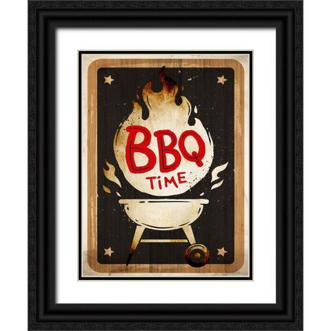 BBQ Time Black Ornate Wood Framed Art Print with Double Matting by Allen, Kimberly