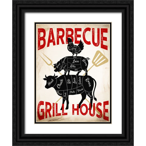 Grill House Black Ornate Wood Framed Art Print with Double Matting by Allen, Kimberly