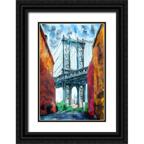 Brooklyn Bridge Black Ornate Wood Framed Art Print with Double Matting by Allen, Kimberly