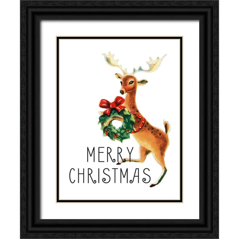 Reindeer Christmas 2 Black Ornate Wood Framed Art Print with Double Matting by Allen, Kimberly
