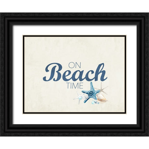 On Beach Time Black Ornate Wood Framed Art Print with Double Matting by Allen, Kimberly