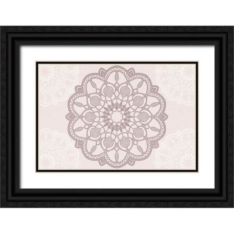 Rose Mandala Black Ornate Wood Framed Art Print with Double Matting by Allen, Kimberly