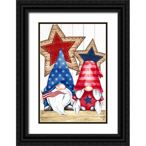 Patriotic Gnomes Black Ornate Wood Framed Art Print with Double Matting by Allen, Kimberly