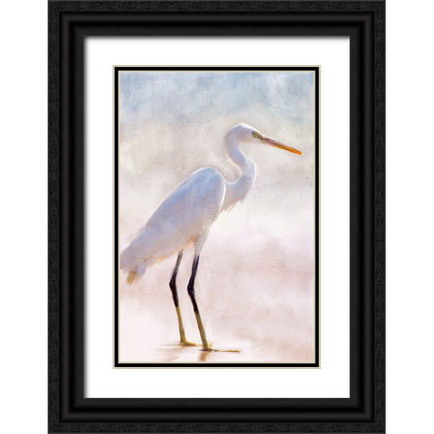 White Heron Black Ornate Wood Framed Art Print with Double Matting by Allen, Kimberly