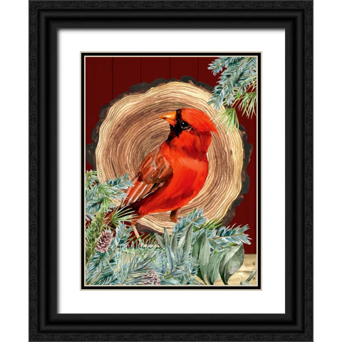 Cardinal Wood Round Black Ornate Wood Framed Art Print with Double Matting by Allen, Kimberly