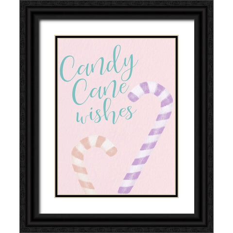 Candy Cane Wishes Pastel Black Ornate Wood Framed Art Print with Double Matting by Allen, Kimberly
