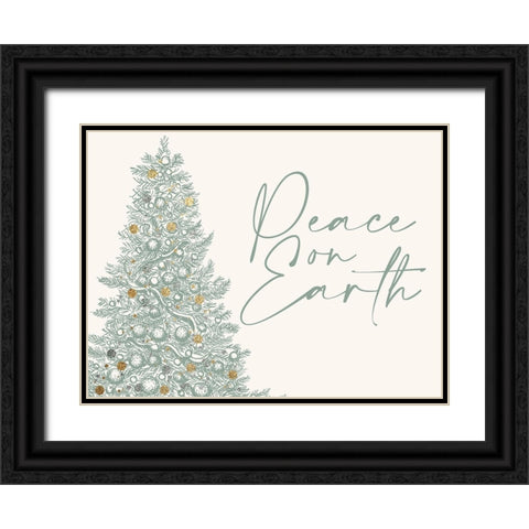 Peace On Earth Christmas Tree Black Ornate Wood Framed Art Print with Double Matting by Allen, Kimberly