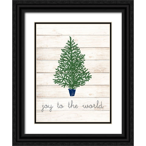 Joy To The World Christmas Tree Black Ornate Wood Framed Art Print with Double Matting by Allen, Kimberly