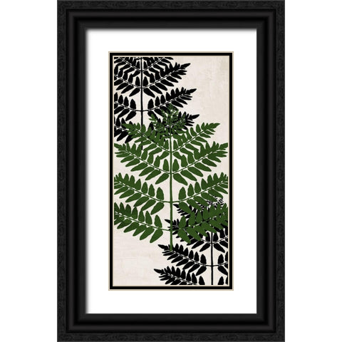 Pressed Ferns Panel 1 Black Ornate Wood Framed Art Print with Double Matting by Allen, Kimberly