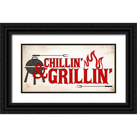 Chillin And Grillin Black Ornate Wood Framed Art Print with Double Matting by Allen, Kimberly
