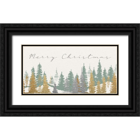 Merry Christmas Forest Black Ornate Wood Framed Art Print with Double Matting by Allen, Kimberly