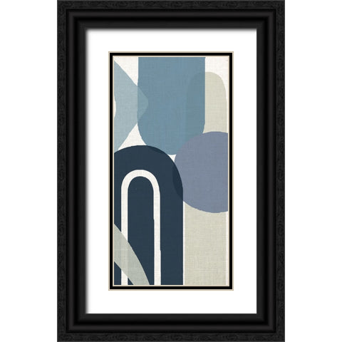 Abstract Shape Panel 1 Black Ornate Wood Framed Art Print with Double Matting by Allen, Kimberly