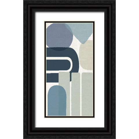 Abstract Shape Panel 2 Black Ornate Wood Framed Art Print with Double Matting by Allen, Kimberly