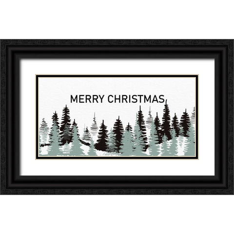 Merry Christmas Trees Black Ornate Wood Framed Art Print with Double Matting by Allen, Kimberly