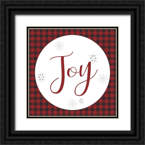 Joy Plaid Black Ornate Wood Framed Art Print with Double Matting by Allen, Kimberly