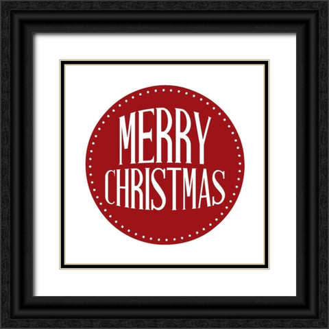 Merry Christmas Circle Black Ornate Wood Framed Art Print with Double Matting by Allen, Kimberly