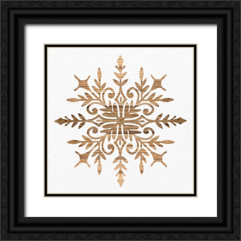 Wooden Snowflake 1 Black Ornate Wood Framed Art Print with Double Matting by Allen, Kimberly