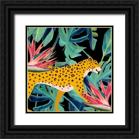 In the Palms Leopards 1 Black Ornate Wood Framed Art Print with Double Matting by Allen, Kimberly