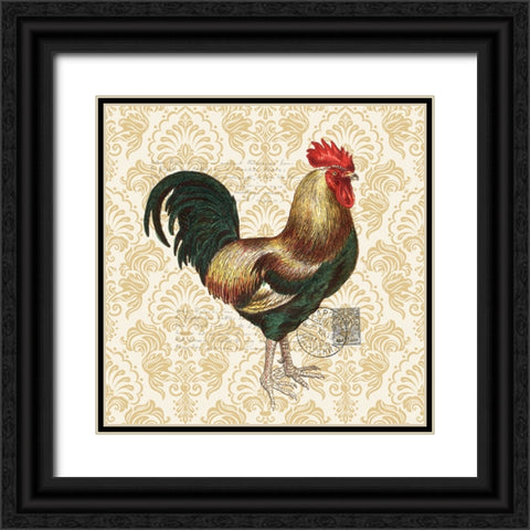 Rooster 2 Black Ornate Wood Framed Art Print with Double Matting by Allen, Kimberly