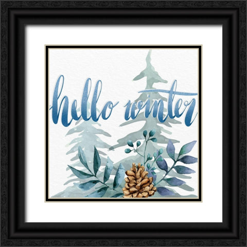 Hello Winter Black Ornate Wood Framed Art Print with Double Matting by Allen, Kimberly
