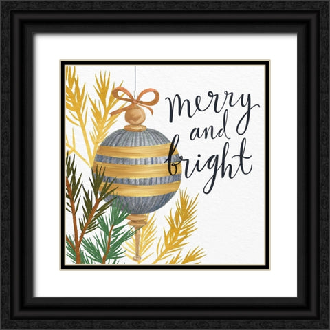 Merry and Bright Black Ornate Wood Framed Art Print with Double Matting by Allen, Kimberly