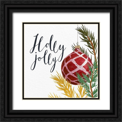 Holly Jolly Black Ornate Wood Framed Art Print with Double Matting by Allen, Kimberly
